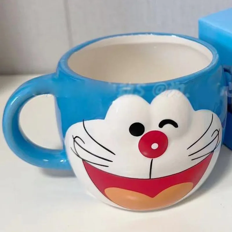 Kawaii Doraemon Action Figure Toys Ceramic Mug Funny Creative Cute Doraemon Cup Ceramic Cups Milk Handle Birthday Gifts For Kids