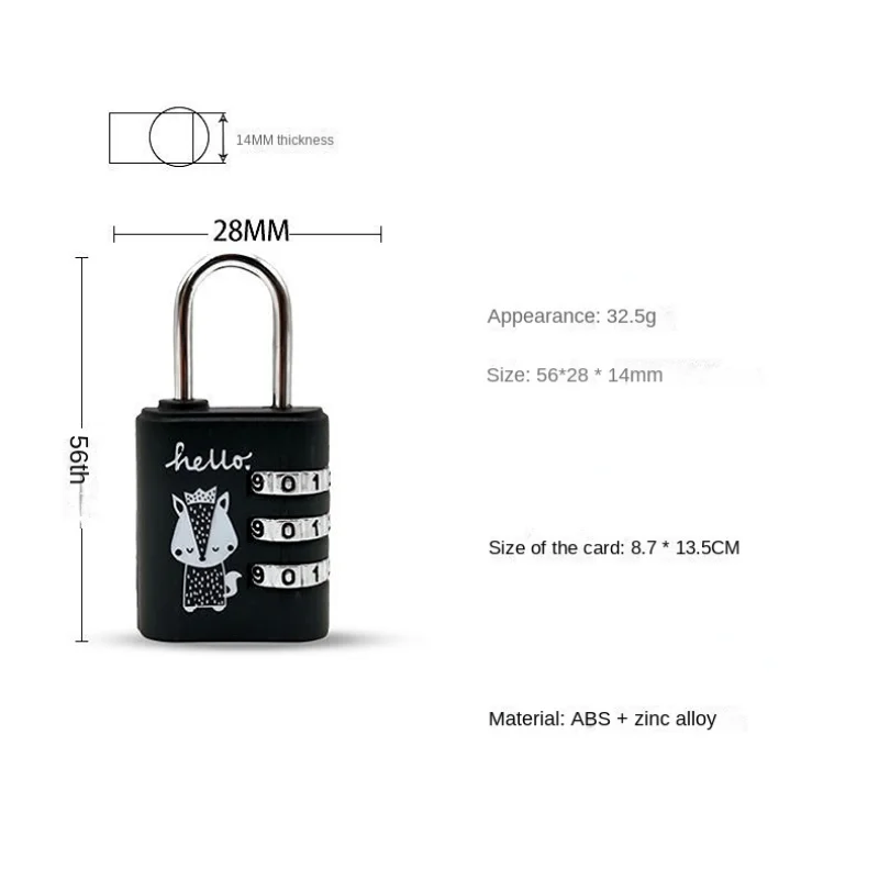 Cartoon Combination Lock Set Friendship Supreme ABS Material Student Dormitory Bag Password Padlock Digital Lock