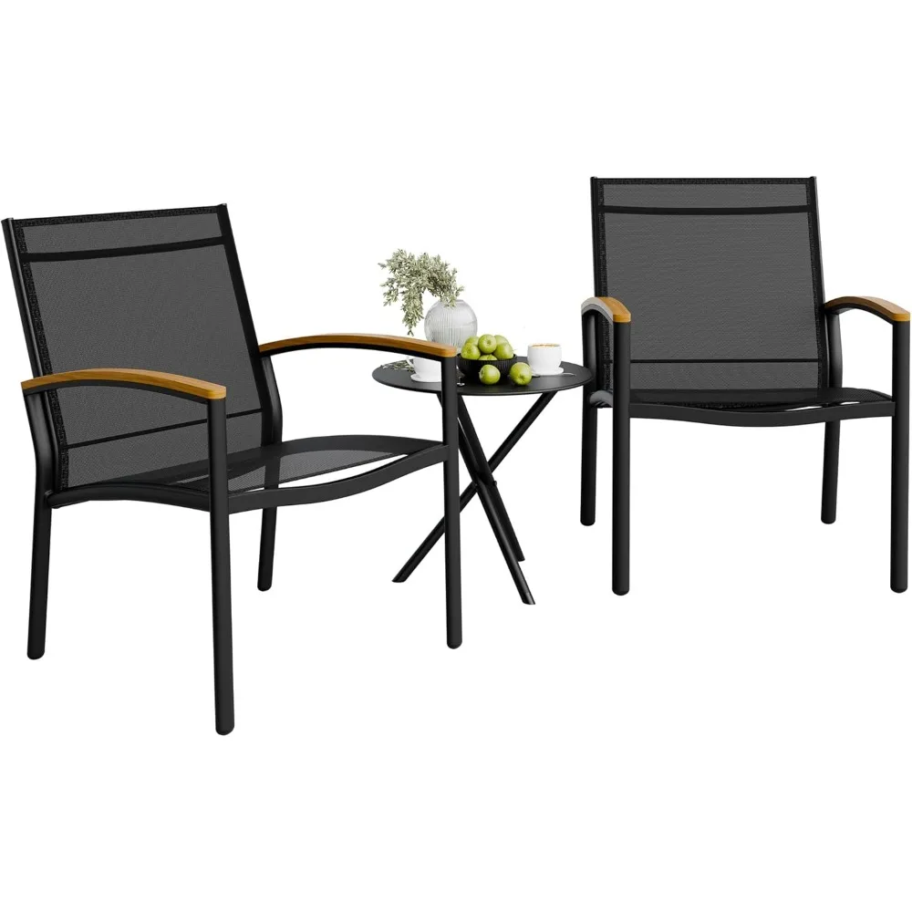 Outdoor Terrace Furniture Set, 3-Piece Set of Tables and Chairs for Small Tables