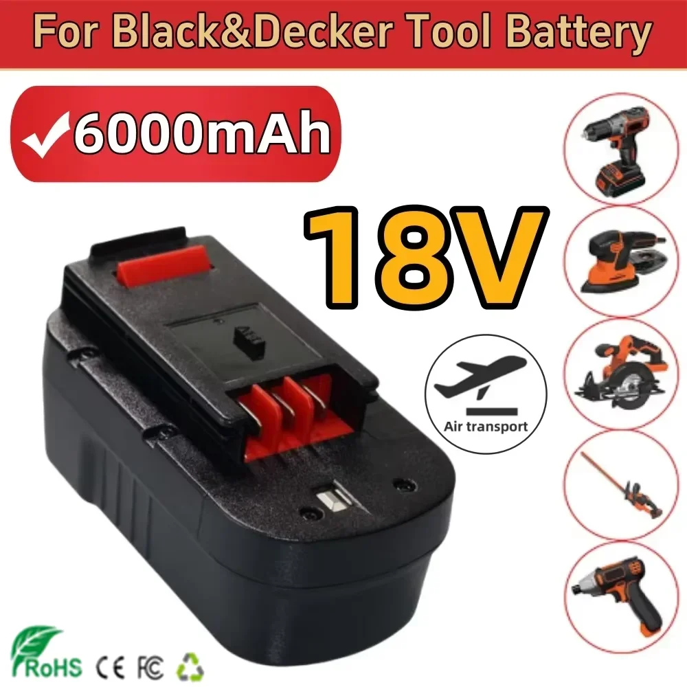 

NEW HPB 18V 6000MAH Rechargeable Tools Battery For Black&Decker Hpb18 Fs180 A1718 A18NH BD18PSK EPC18 HP188F2B KC1800Sk Fs1800CS