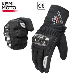 KEMIMOTO Winter Moto Gloves CE Waterproof Warm Motorcycle Guantes Touch Screen Motorbike Riding Gloves Carbon Fiber Protective