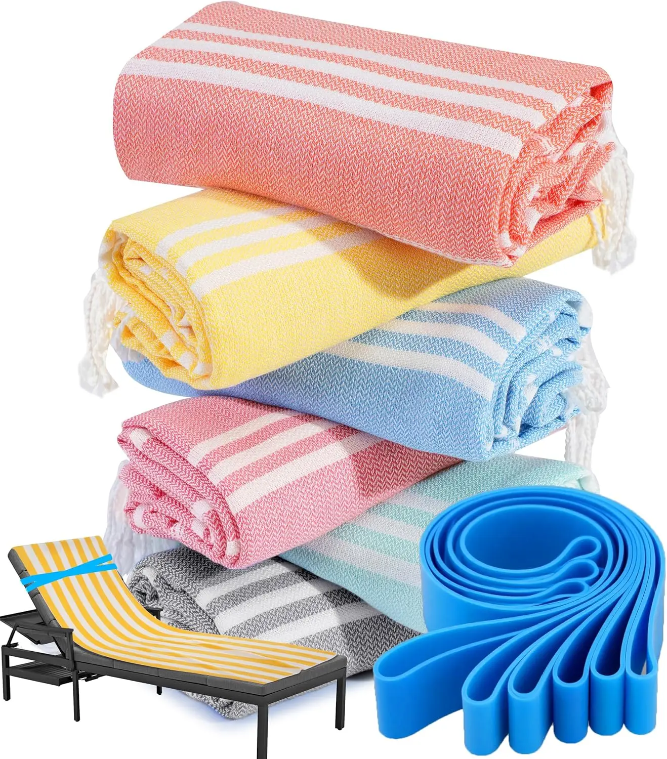 

Набор из 6 больших хлопковых пляжных полотенец, быстросохнущие и не впитывающие песок, для бассейна, ванной комнаты, путешествий