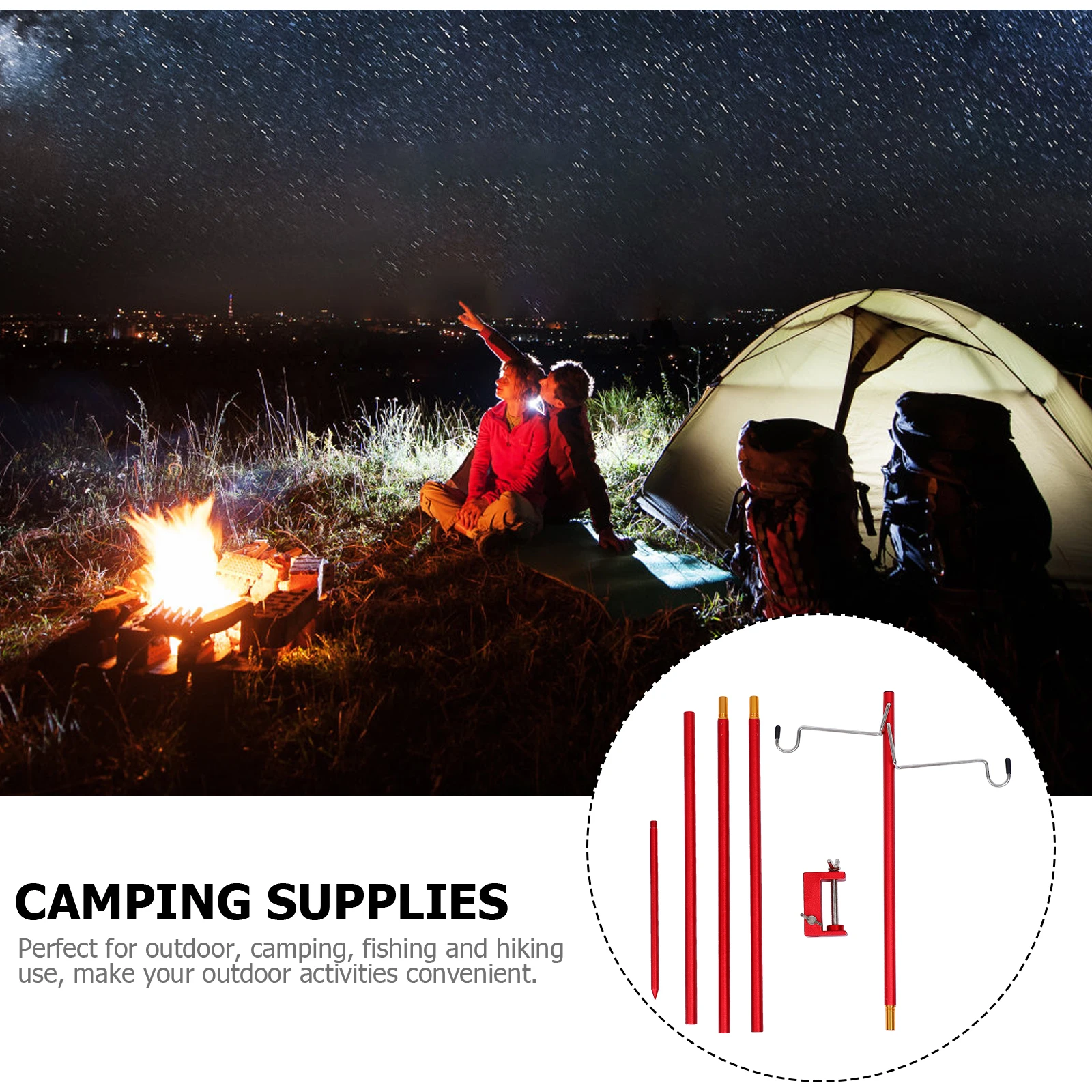 

Folding Table Light St Lamp Support Aluminum Alloy Black Outdoor Camping Fishing Hiking Portable Detachable Multi Functional