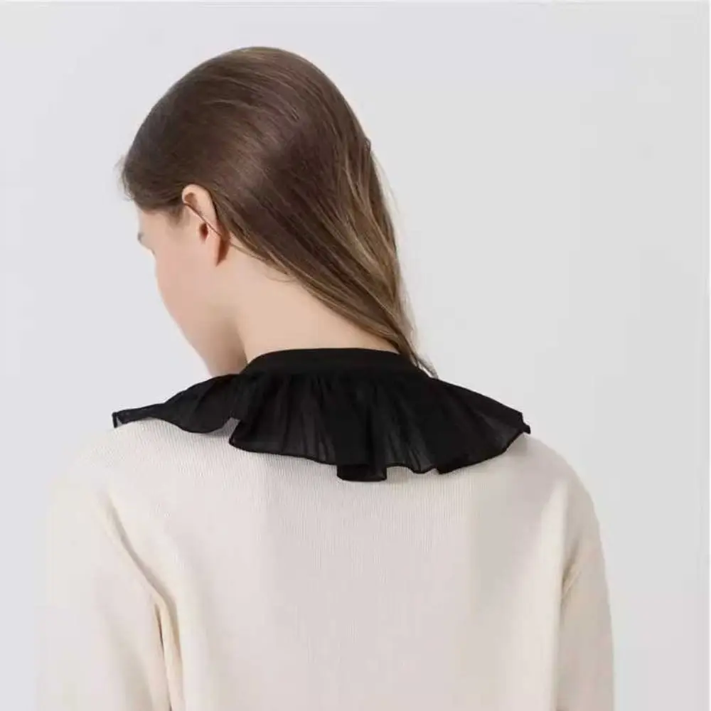 Trendy Removable Lace Frill False Collar Laced up Versatile Fake Collar Clothing Detachable Collar Dress Shirt Decoration