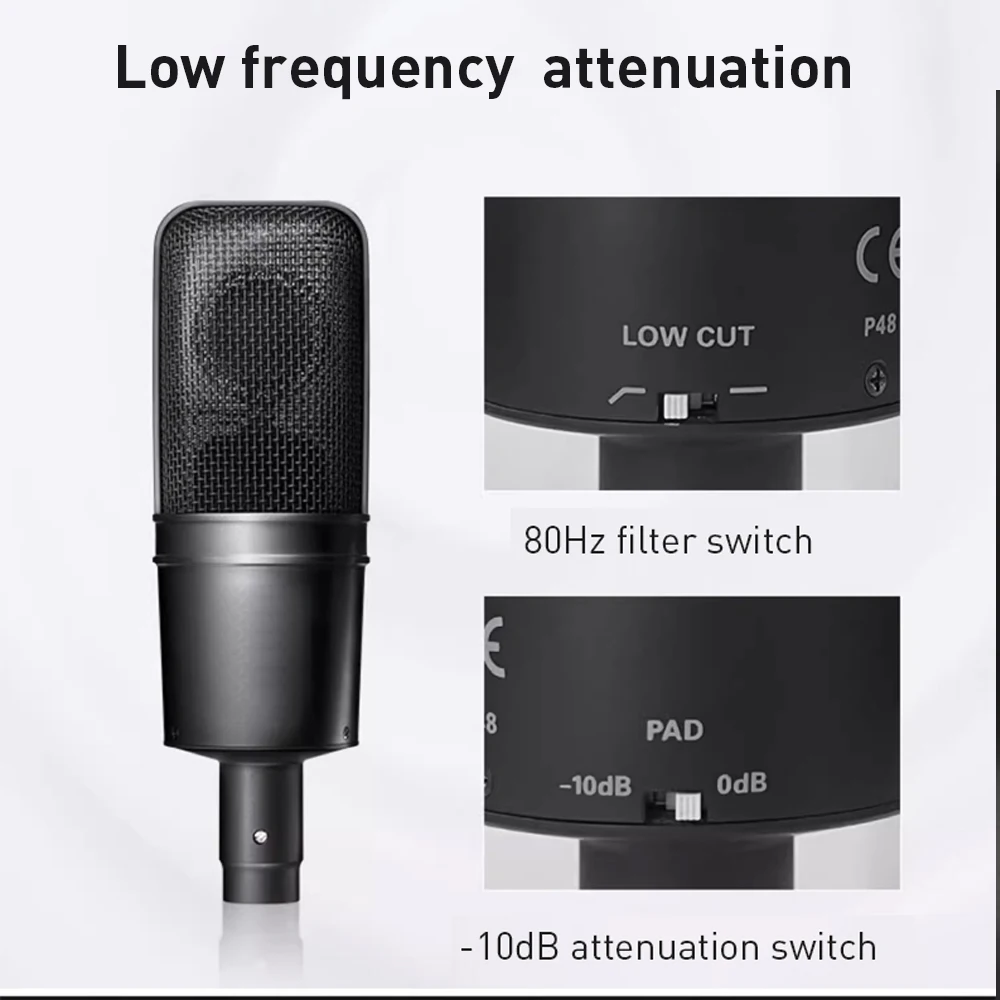 Hot Sale  AT4040 Large Diaphragm Condenser Microphone for Professional Studio Recording with High Sensitivity