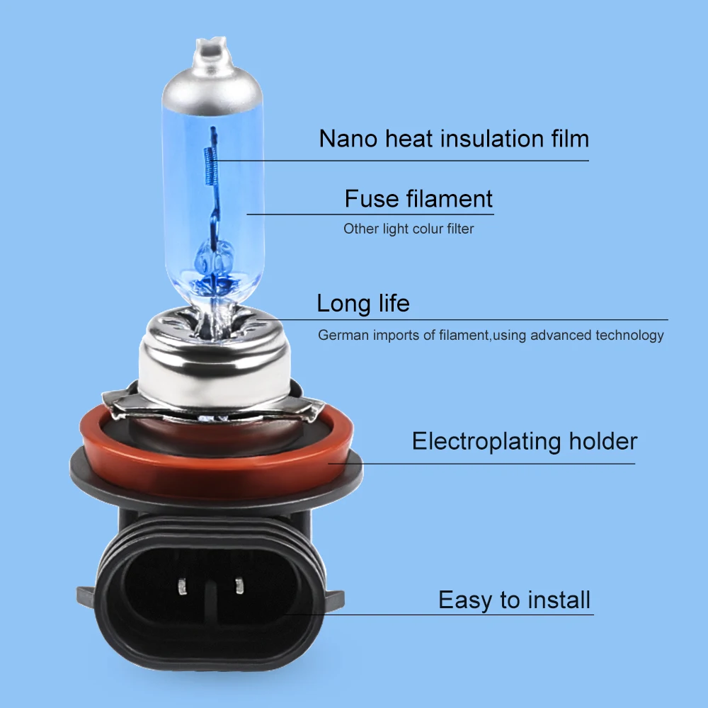 Ampoules halogènes antibrouillard Super blanches H8 H9 H11 55W 65W 12V, 2 pièces, phares de voiture haute puissance, Source de lumière pour parking