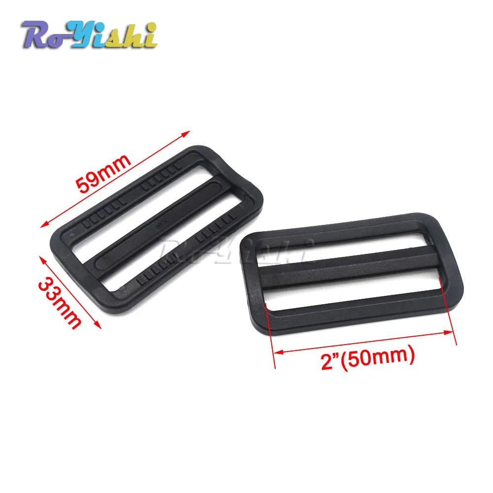 100pcs/pack Plastic Black Curve Tri-Glide Slider Adjustable Buckle for Bags Webbing