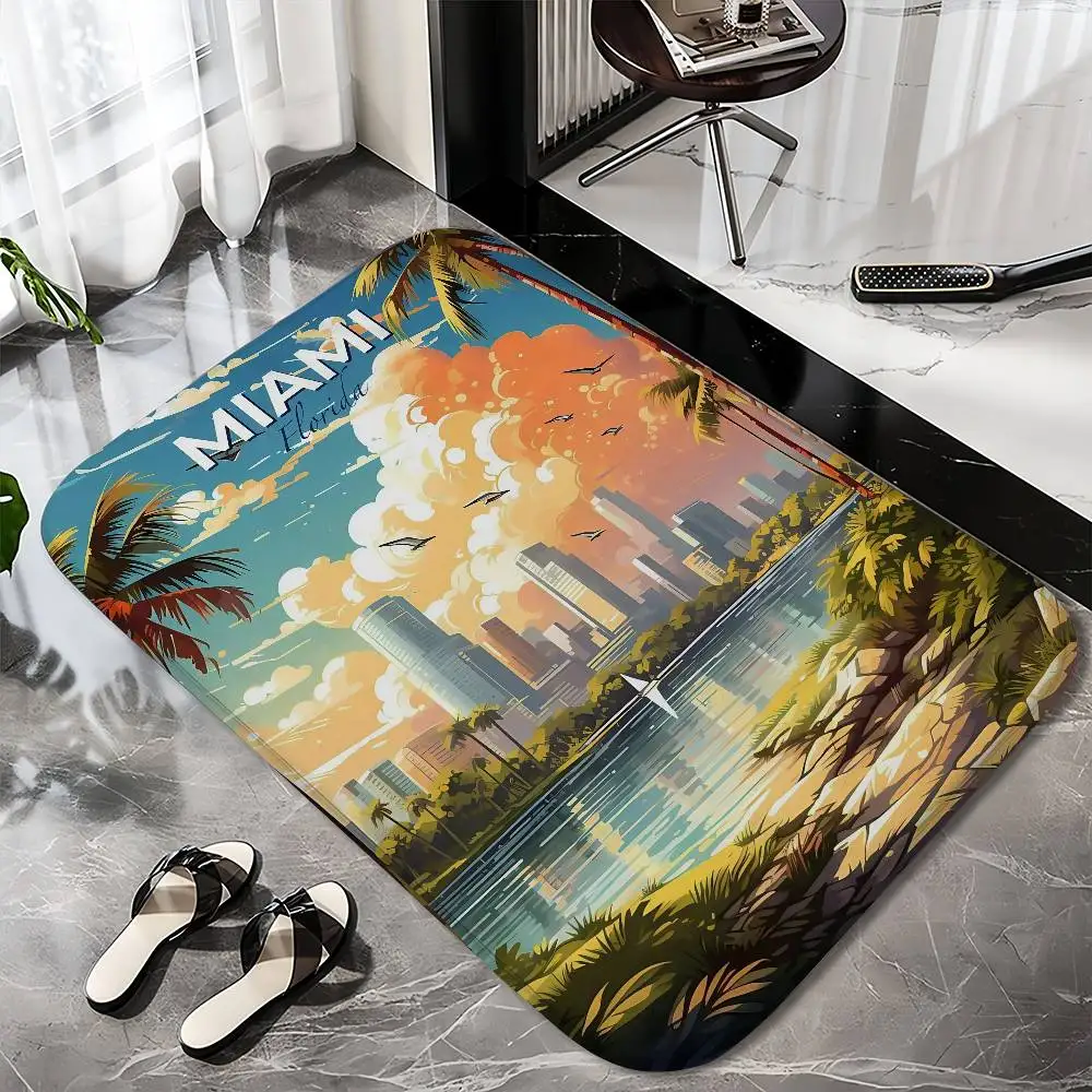 

Miami Floor Mat Printed Large Carpets Room And Bedroom Carpets Bathroom Anti Slip Door MATS Small Carpets