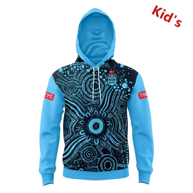 

2024 NSW BLUES INDIGENOUS YOUTH TRAINING RUGBY Hooded JERSEY TODDLER Kids size 16--26 ( Print name and number )