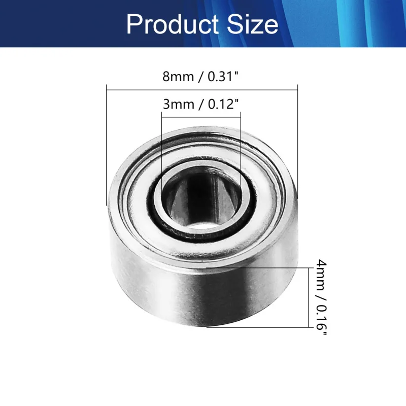 10Pcs 3x8x4mm(ID x OD x TIK) Miniature Deep Groove Ball Bearings 693ZZ Skateboard Bearings Double Sided Metal Dustproof