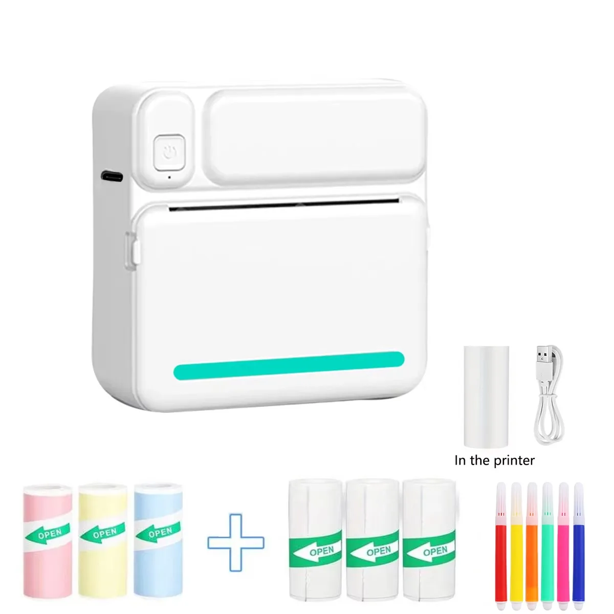 

Мини-портативный принтер для наклеек, мини-термопринтер с рулонной бумагой, Bluetooth-принтер без чернил, карманный прибор для изготовления этикеток 57*25