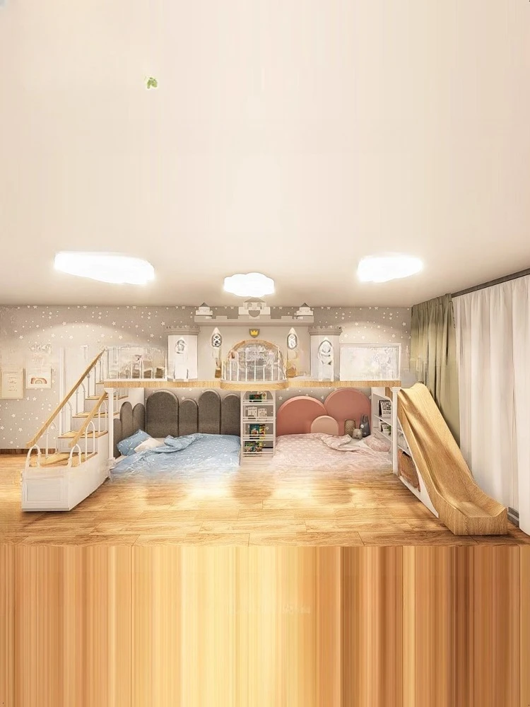 شقة كبيرة لعب الأطفال، الأولاد والبنات صعودا وهبوطا، أسرة مزدوجة، الشريحة b eds