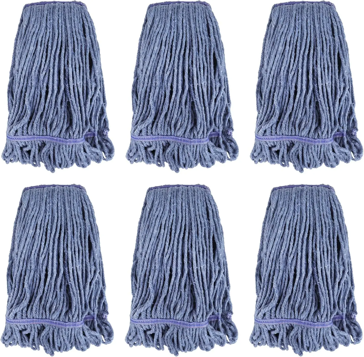 

6-Pack Heavy Duty Wet Mop Heads for Commercial Floor Cleaning - Durable Looped End String Refills