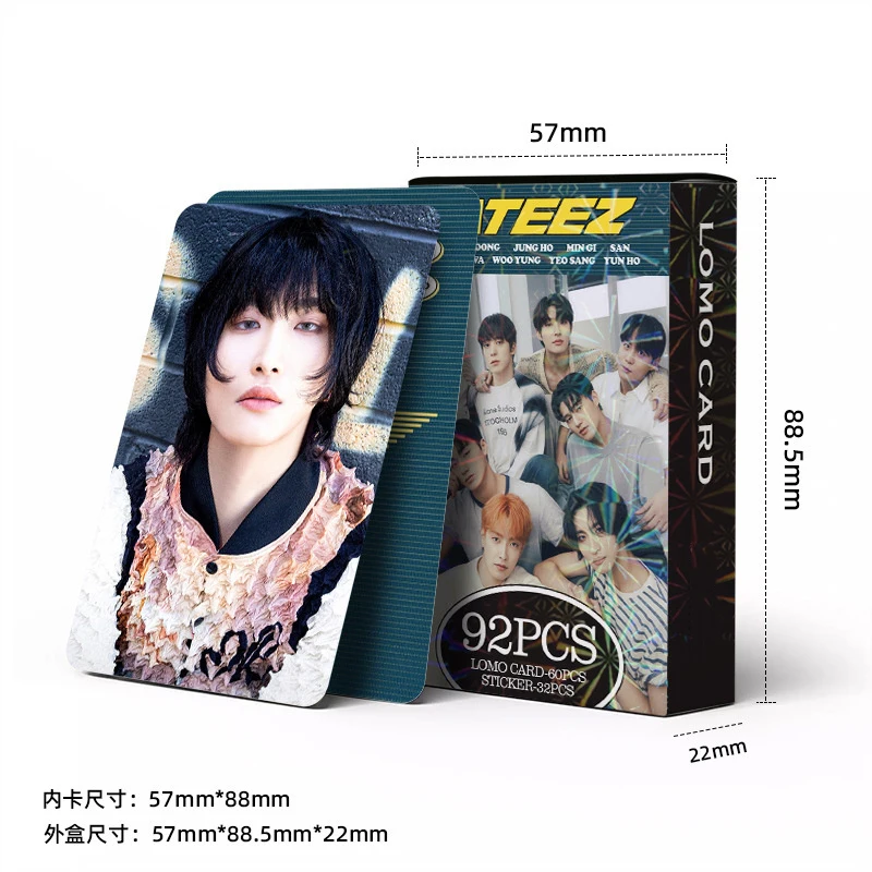 Imagem -04 - Ateez Álbum Lomo Cartões Foto Adesivos Hongjoong Seonghwa Yunho Girls Favorite Gift Cartão Cartão Postal Madeira Jovem 92 Pcs por Conjunto