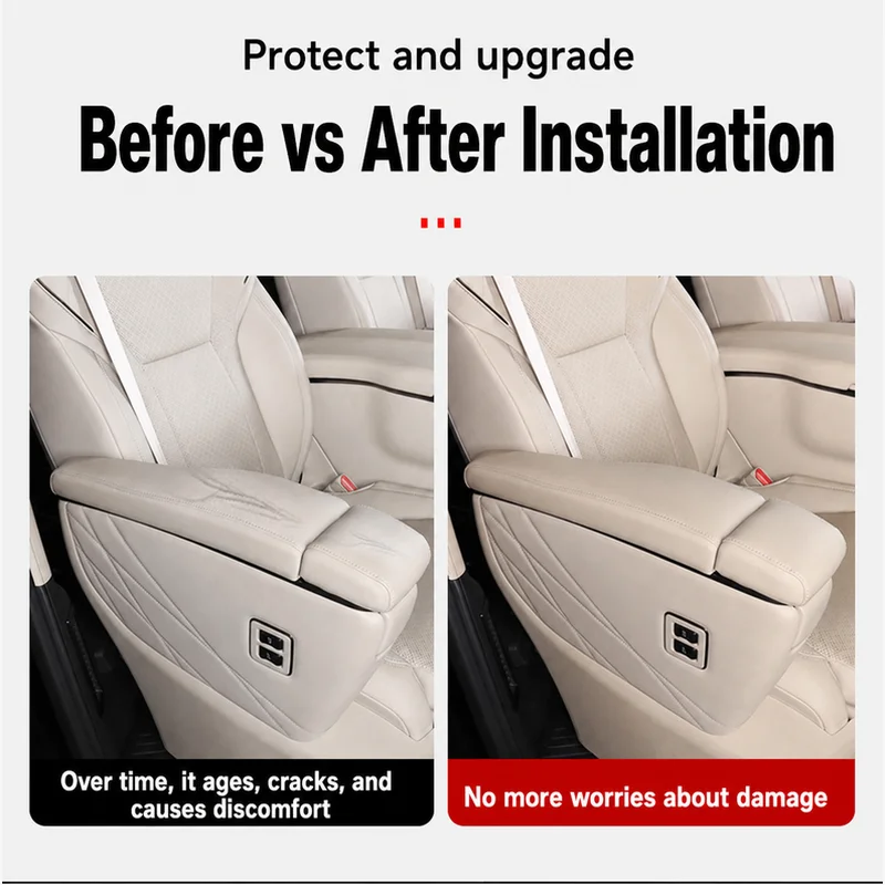 Car Second Row Armrest Protector Covers for Toyota Alphard Vellfire 30 40 Series PU ABS Interior Trim Set Interior Accessories