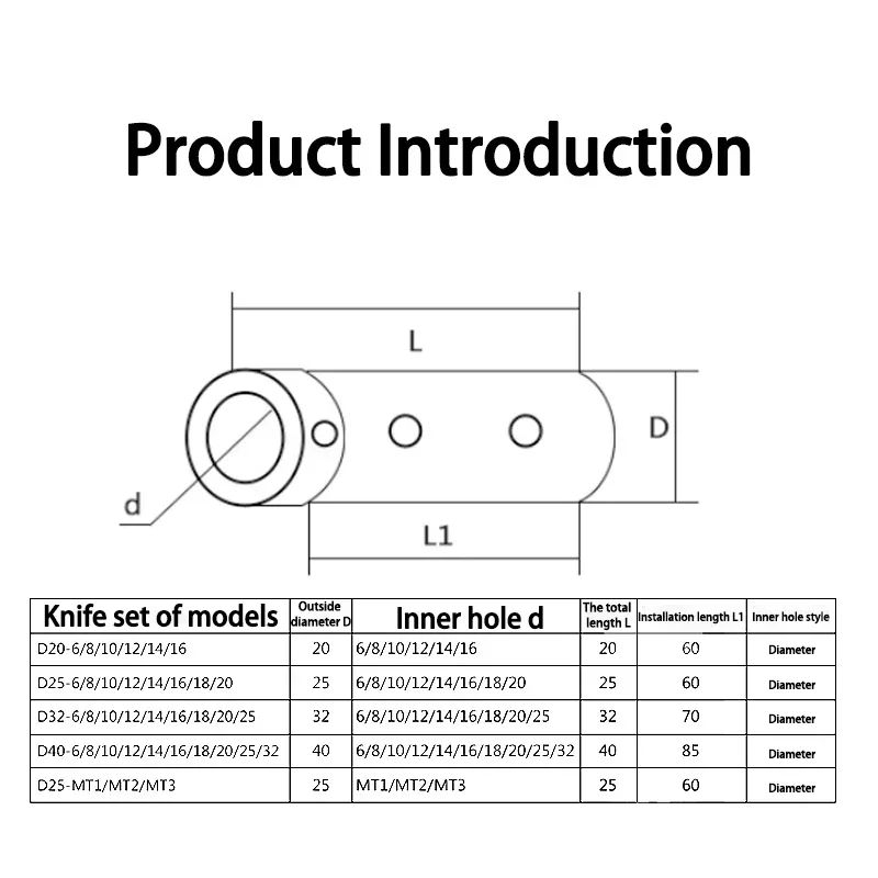 CNC Inner Hole Cutter Knife Cover CNC Lathe Bushing Inner Hole Arbor D20 D25 D32 D40 D50 5-32mm MT1-MT5 Taper Shank Reduction