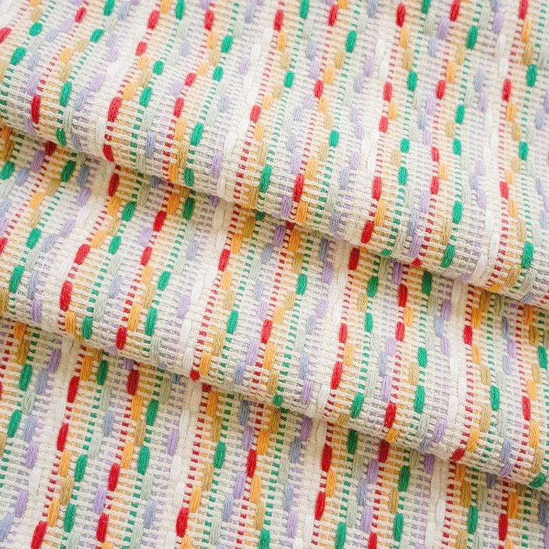 Jacquard Poly-Cotton Fabric - Coarse Woven Upholstery & Apparel Textile (per Meter)