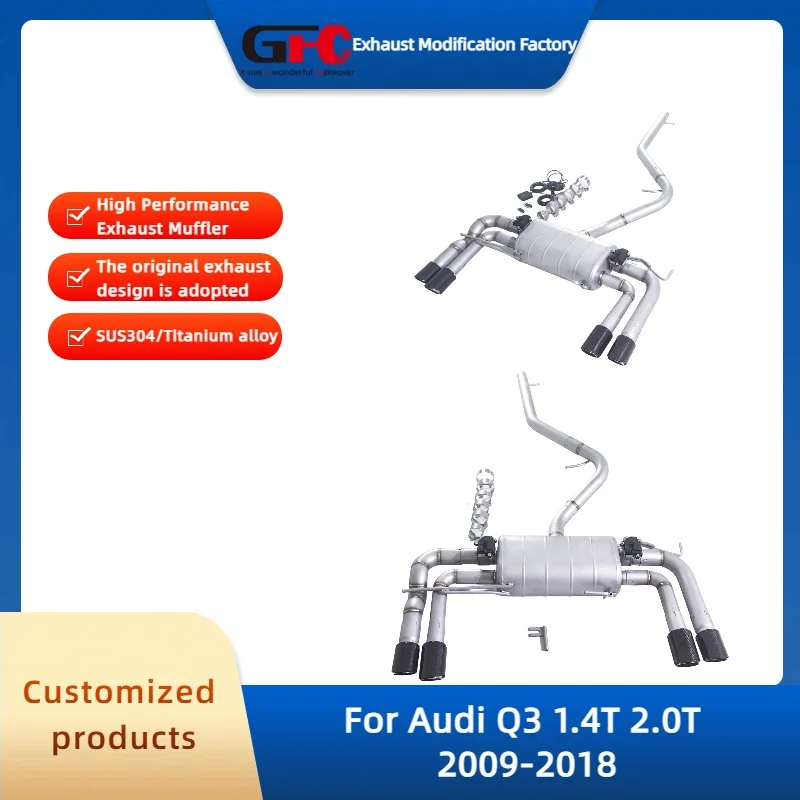 

Глушитель GFC Catback Valvetronic для Audi Q3 1.4T 2.0T 2009-2018, высокопроизводительный автомобильный клапан из нержавеющей стали 304, выхлопная труба