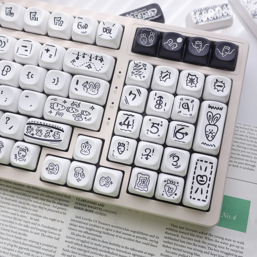 131 Keys MOA Profile Rabbit Carrot PBT Heat Thermal Sublimation Keycaps for 61/64/68/84/75/87/96/104 Keys Mechanical Keyboard