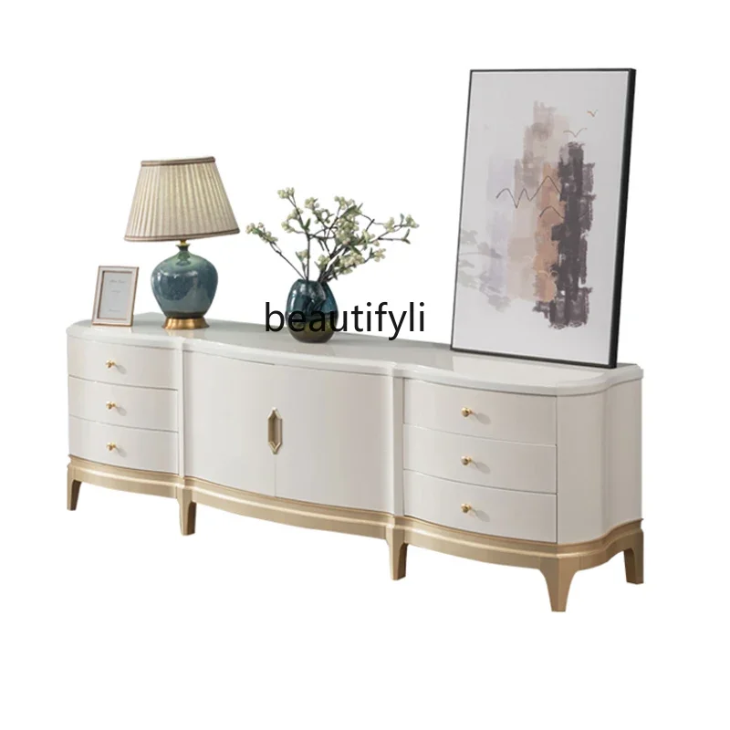 

Italian TV Cabinet Unit Modern Simple Small Apartment New Floor Cabinet Solid Wood Light Luxury Living Room Locker