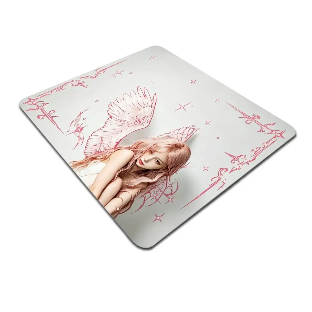 Pink Angel Wings Print Small Mouse Pad Cute Desk Mat Non-Slip Rubber Base for Gaming & Office Decoration