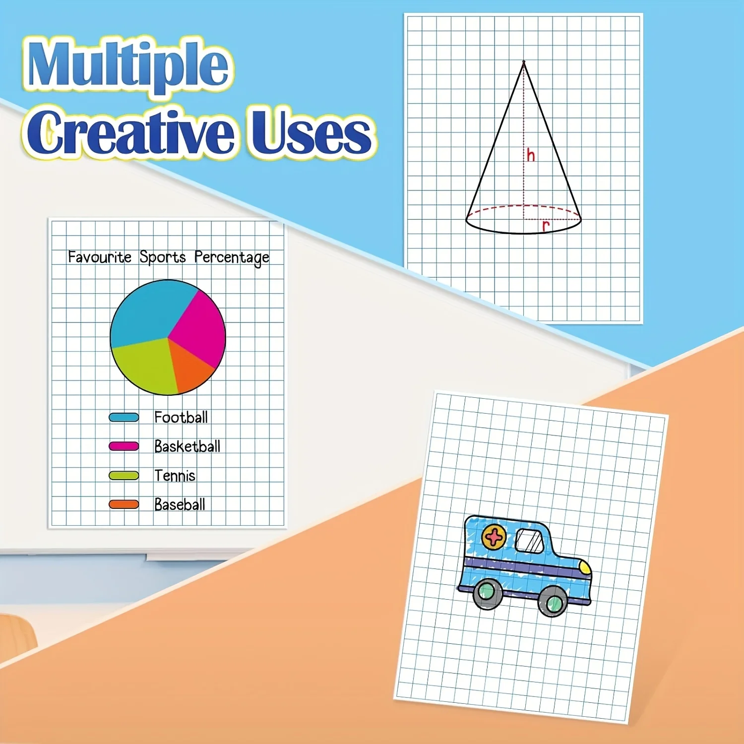 Large Magnetic Grid Writing Board, 21.5 X 16.5, Digital Chart Drawing Whiteboard, Powerful Magnetic Surface