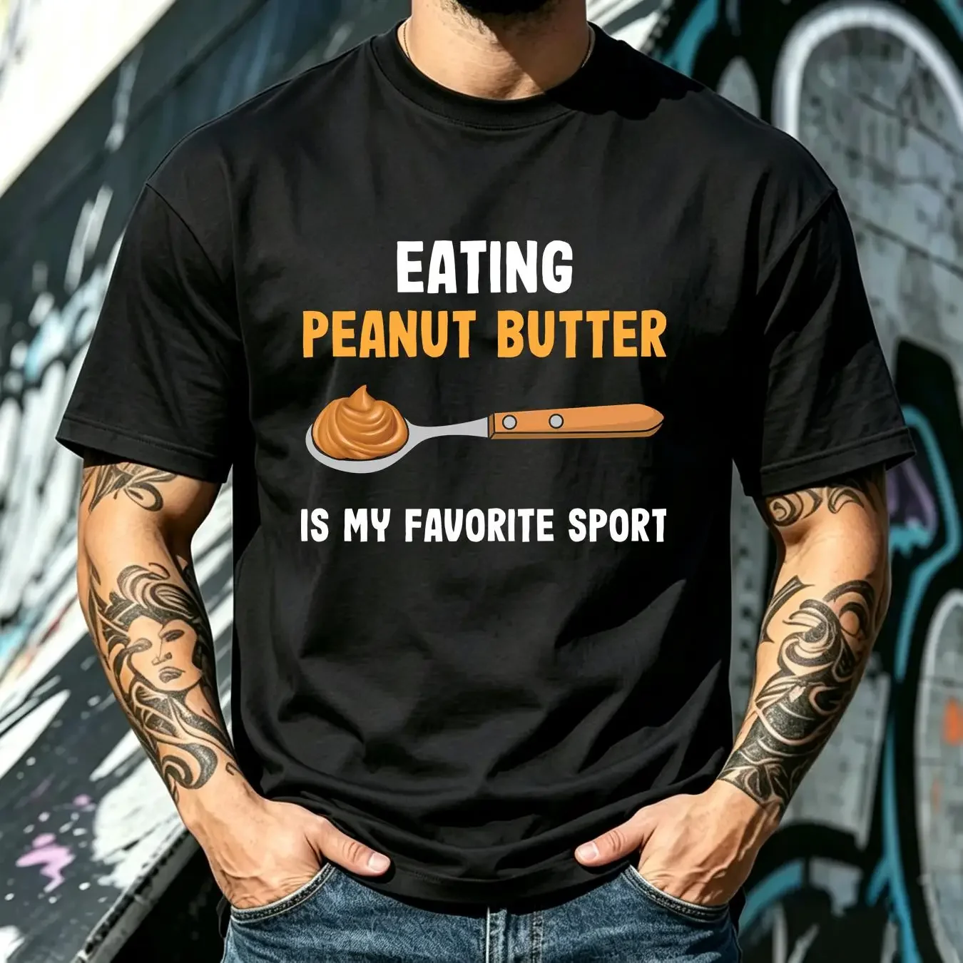 washed T Shirt Peanut Butter Spoon Breakfast Favorite Sport Food Handbags Portable Shopping Bag Large Capacity vintage Washed