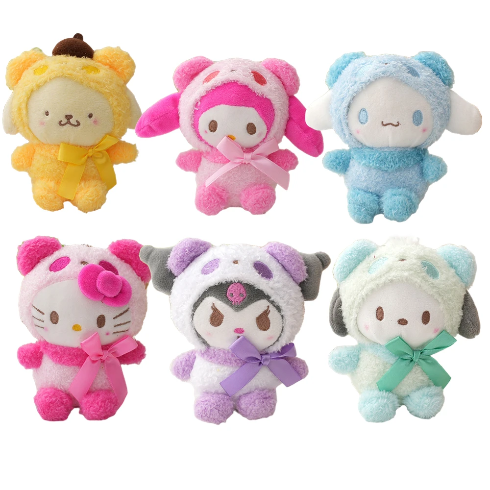 12cm Sanrio Plush Anime Cartoon Toys Kulomie Dolls Cute Animal School Bag Satchel Pendant Decoration Girl Kids Xmas Gifts