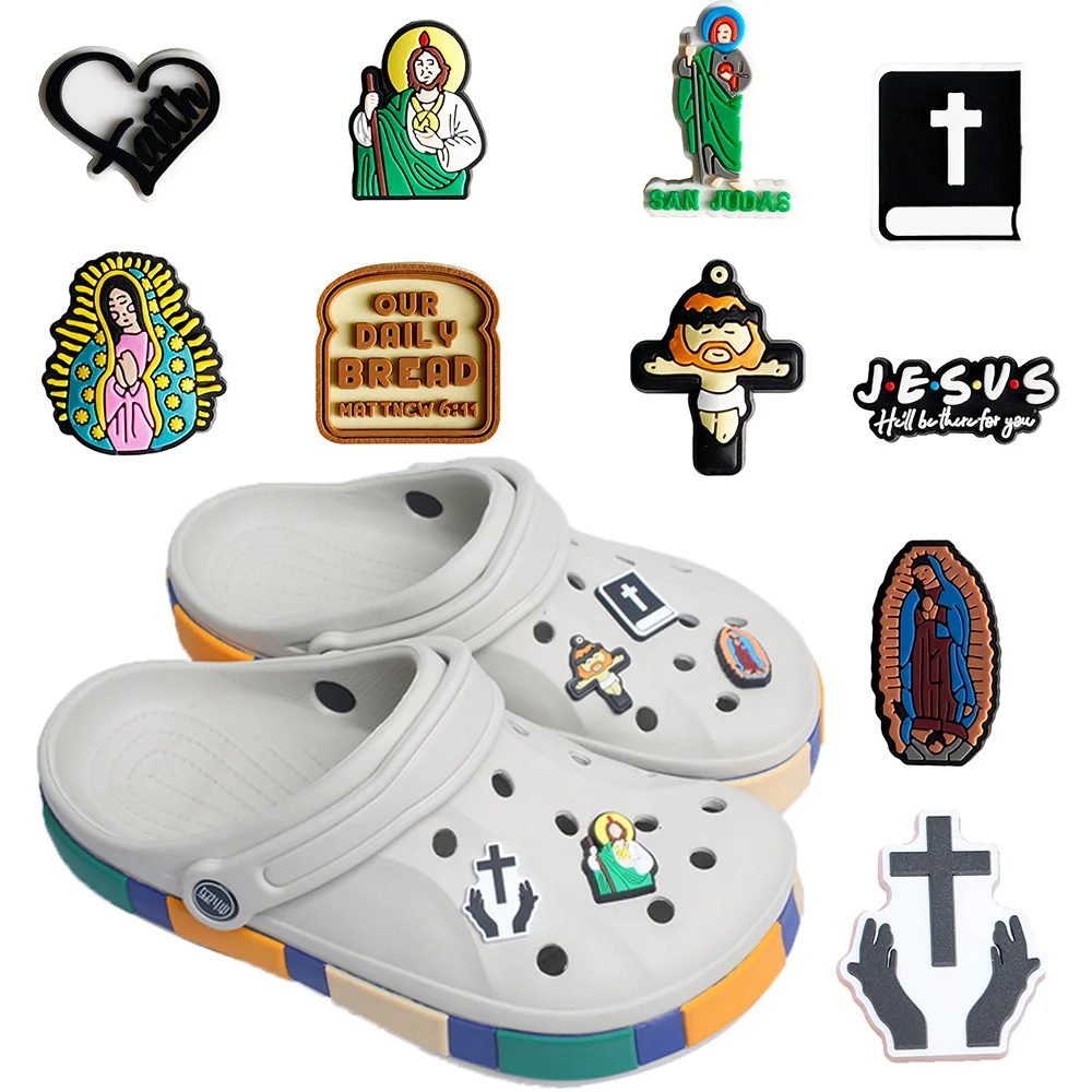 2-100pcs Cross Jesus Shoe Charms For Sandals,Shoe Decoration Accessories Shoe Pins Great Gift For Men Women
