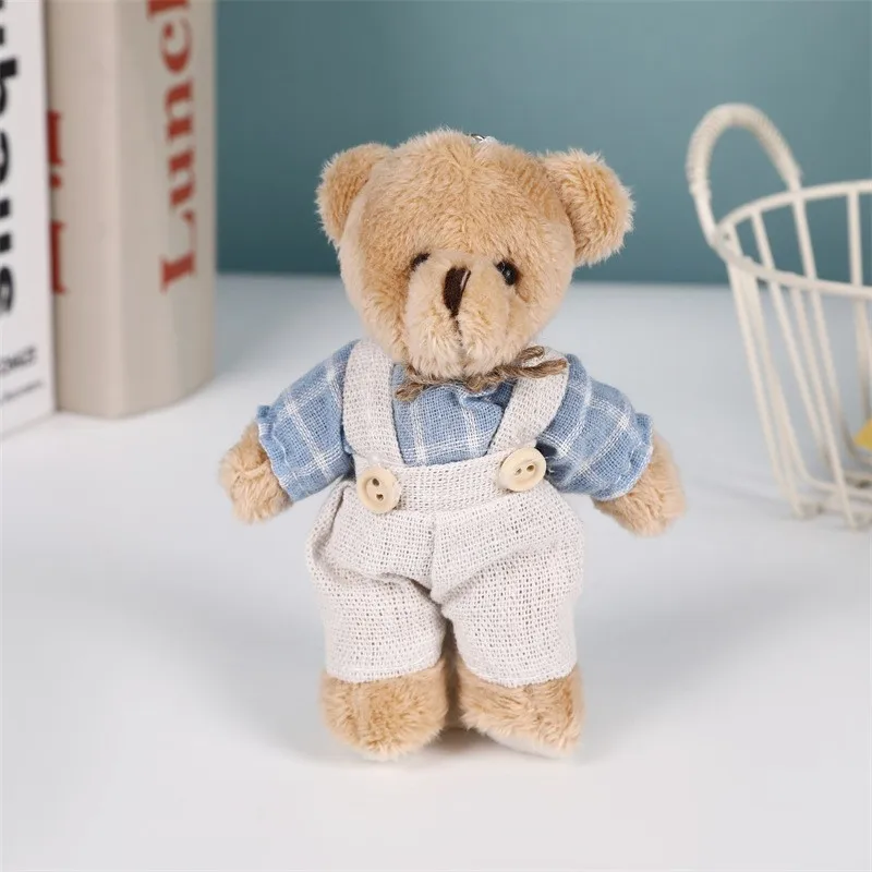 Cute Wear Clothes Bear Plush Cartoon Rabbit Pendant Doll Keychain Backpack Car Bag Decoration Key Ring Girls Gift