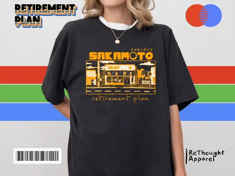 Sakamoto Retro Anime T-shirt, Yellow Edition, Anime Gifts, Vintage Anime, Anime Graphic Tee, Manga Shirt