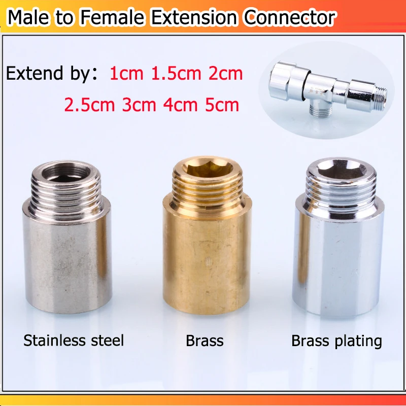 1pcs Brass Electroplating /Brass/304 Stainless Steel Male to Female Extension Pipe Extension:1cm 1.5cm 2cm 2.5cm 3cm 4cm 5cm 6cm