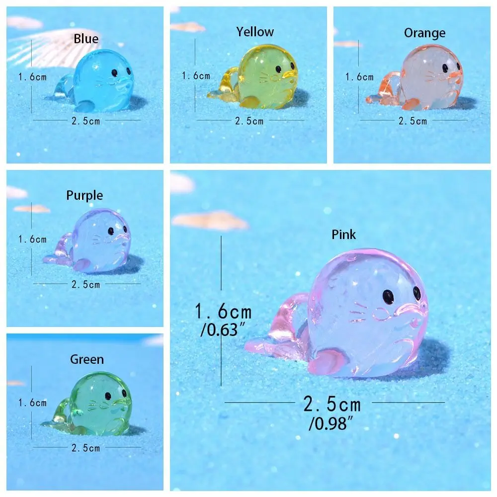 Cartoon Sea Lion Ornaments 3D Resin Craft Sea Animal Model Micro Landscape Mini Sea Lion Ornaments Fish Tank Accessories