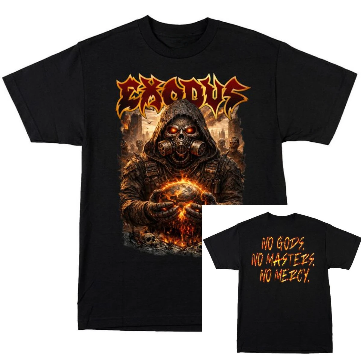 No Gods No Masters No Mercy Exodus Band T-Shirt 100% Cotton Graphic Tee Men Women Summer Streetwear Top