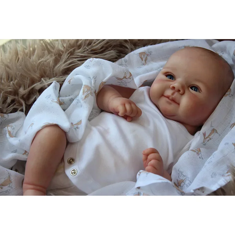 48CM Reborn Baby Doll Smile Baby Juliette Already Painted Skin with Visible Veins Muñeca Reborn Bebe nina Real Soft Baby doll