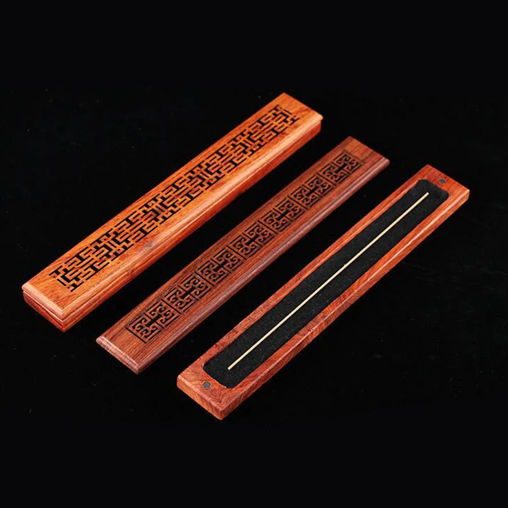 

1pc Redwood Box Hollow Design Creative Burner Stick Incense Holder Portable Incense Case For Home Office Yoga Tea Room Temple