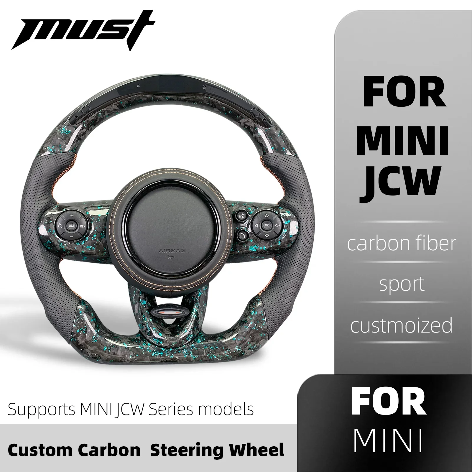 For Mini Cooper Jcw Coupe Cabrio F54 F56 F55 F57 R56 R58 R57 R61 R59 Clubman Paceman Countryman Carbon Steering Wheel