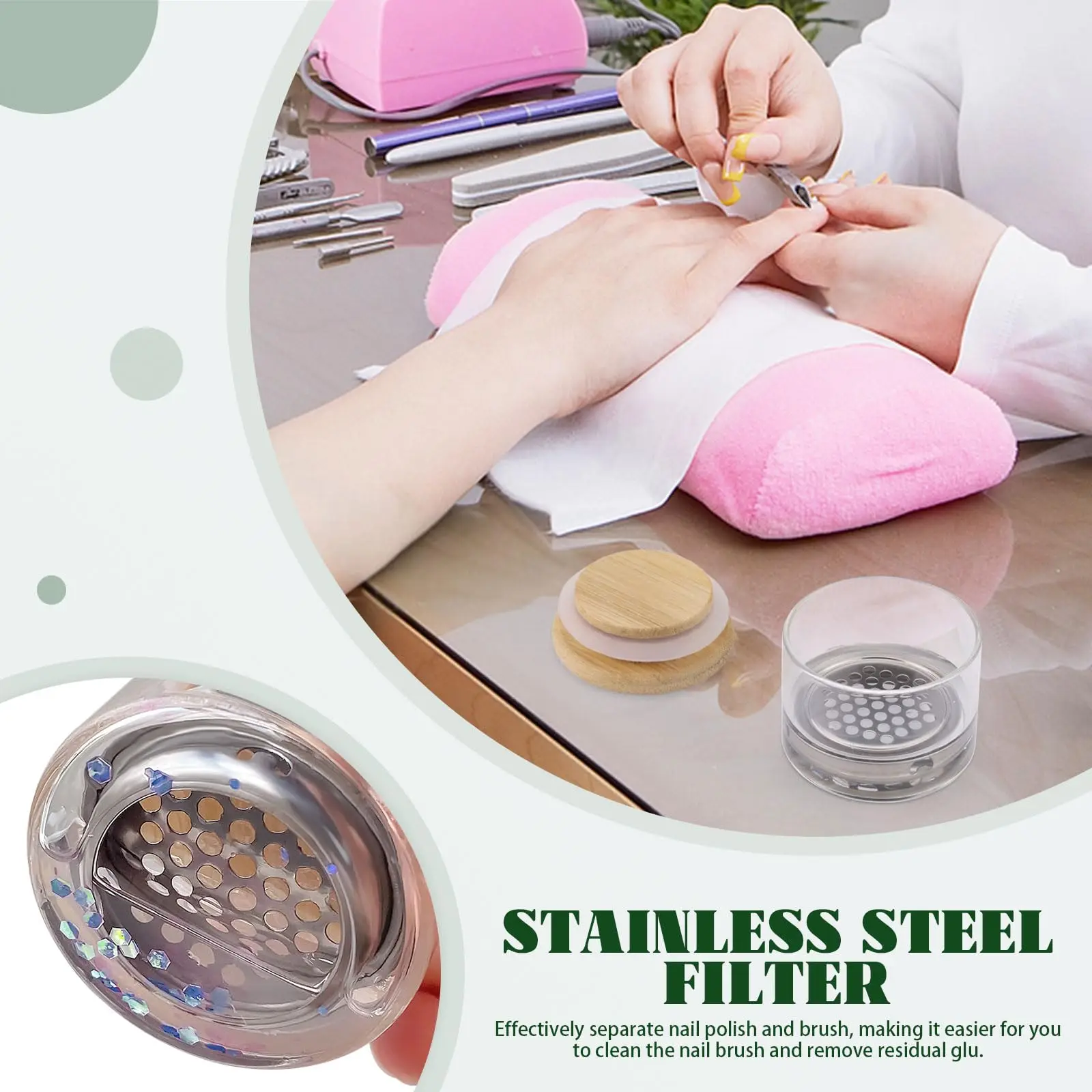 Nail Art Brushes Washing Cup Nail Brush Cleaner Dappen Dish with Lid 3.8*5cm Nail Glitter Acrylic Liquid Powder Removal Cup image 4