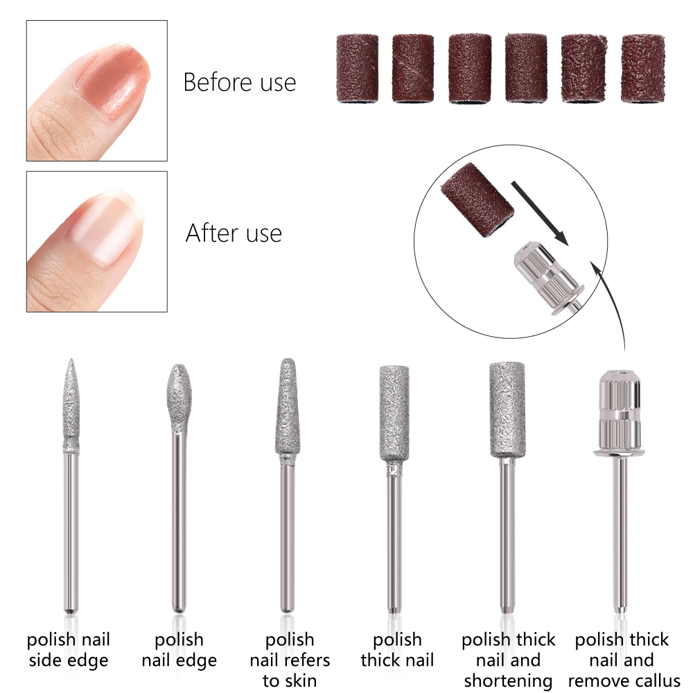 Professional Material Nail Drill Machine Electric Nail Sander Milling Cutter For Manicure Set Gel Polish Remover Tools