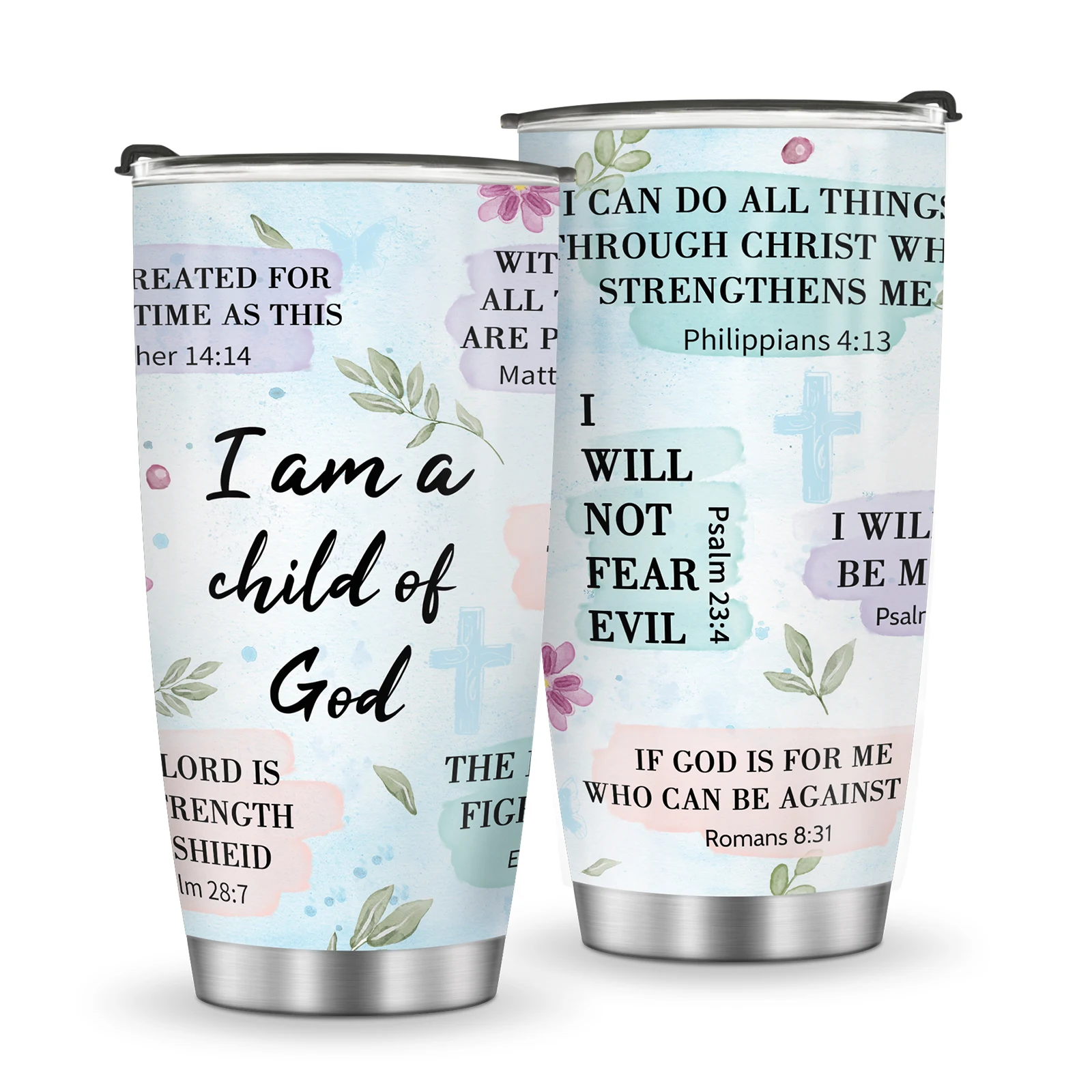 1pc Religion Gift Christian Gift God Inspirational Quotes Tumbler 20oz Mug Gifts for Women Men Birthday Gift for Mom