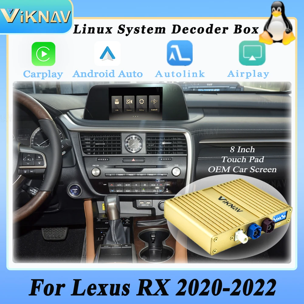 Viknav Linux OEM Car For Lexus RX 2020-2022 Upgrade Decoder Box Interface MuItimedia Wireless Apple CarPlay GPS DVD Android Auto