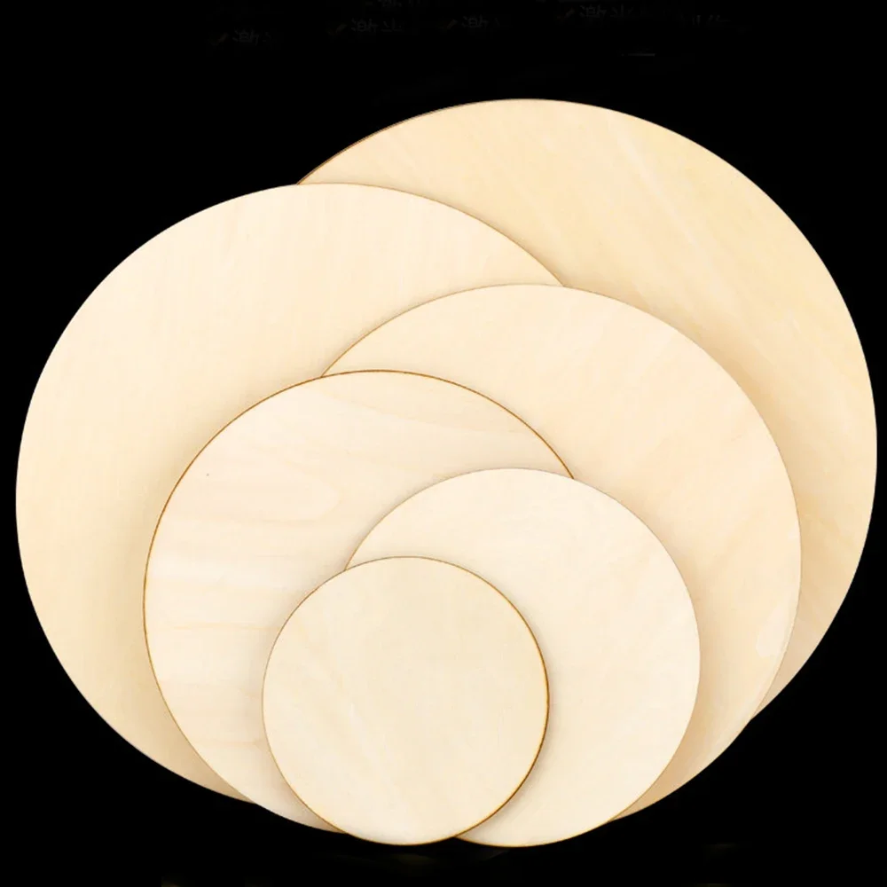 Tablas de madera redondas/cuadradas de 5-20 piezas con diámetro de 50-350 mm/100x100 mm, piezas de madera redondas hechas a mano para bricolaje, material de 1,5/2/3/4/5 mm de grosor