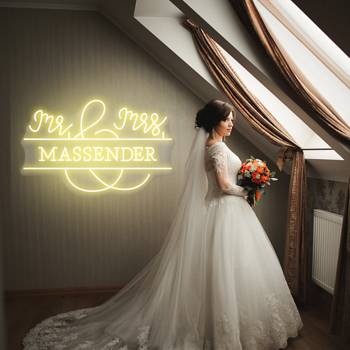 名前と形のネオンライトを使用すると、カップル、提案、ウェディングショップ、装飾でロマンチックな雰囲気を作成できます