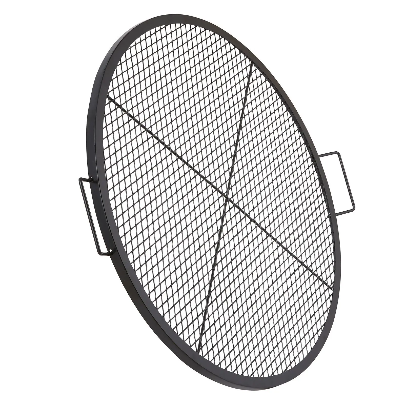 

Heavy Duty Steel BBQ Grill Grid X-Marks Fire Pit Grill Grate Round Campfire 36 Inch with Handle and Support X Wire Cooking Grate