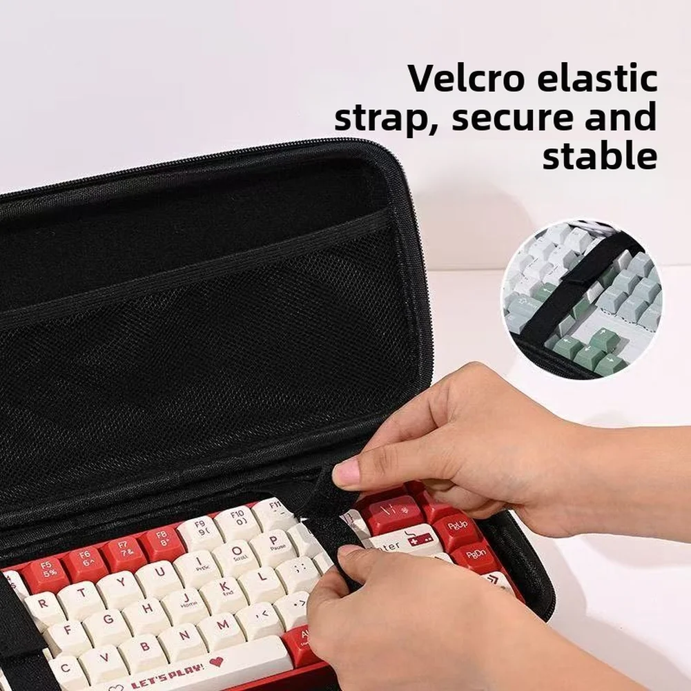 Portable Keyboard Carry Bag for 68/87 Key Mechanical Keyboards Shock Resistant Water Fabric Gray 36.8x15.5x5cm