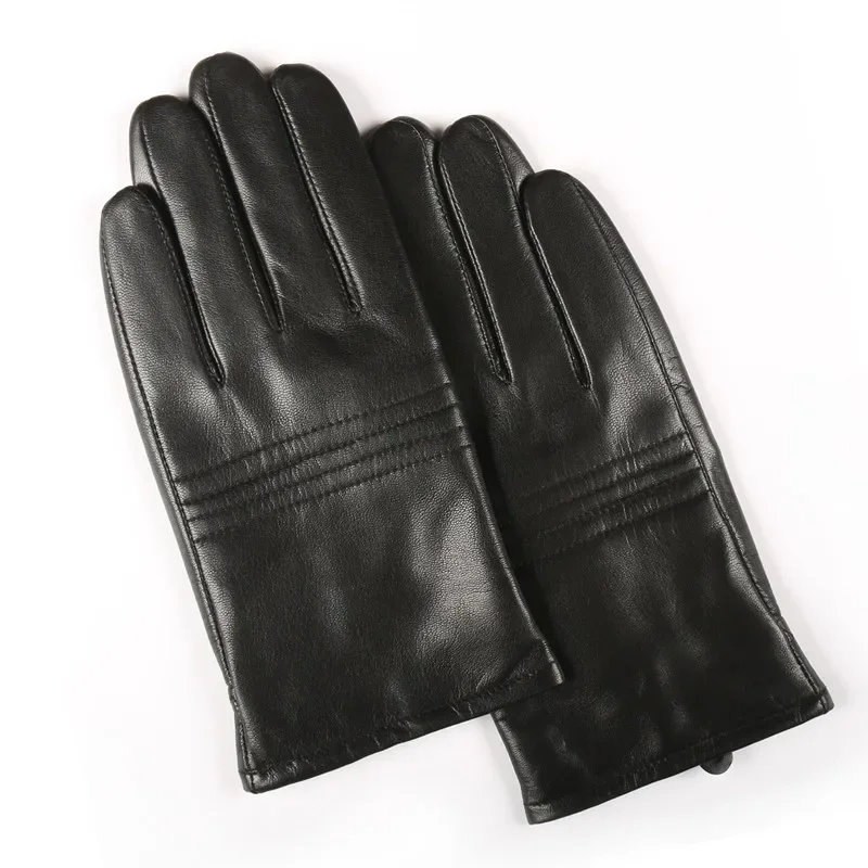 GOURS Winter Real Leather Gloves Men Black Genuine Goatskin Touch Screen Glove Fleece Lined Warm Soft Driving Fashion New GSM029