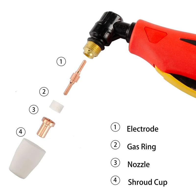 ABMR-50Pcs Extended PT-31 Plasma Cutter Consumables, Fit PT31 Plasma Torch Cutting Consumables