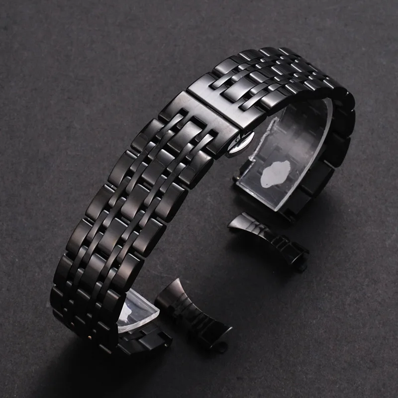 Solid Stainless Steel Watch Band 20mm 22mm Smart Watch Replacement Strap Silver Black watchband Wristband for Tissot for Citizen