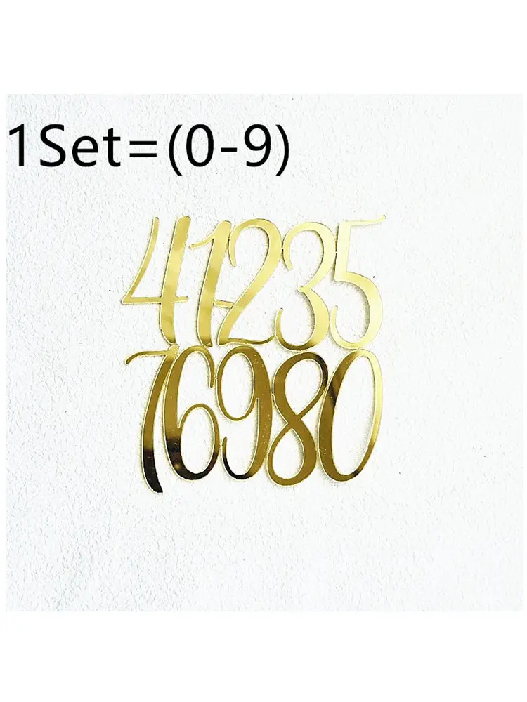 1 Set (0-9) Zahlen Happy Birthday Tortendekoration Gold Acryl Kinder Geburtstagstorten-Topper Hochzeit Babyparty Dessert-Dekoration – Detail 1