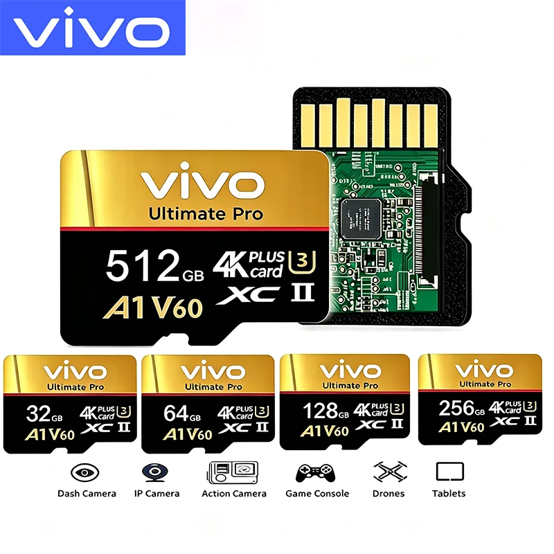 VIVO 1TB Memory Card Stable Performance for Camera Surveillance Devices High Speed Micro TF SD Memory Card 512GB 256GB 128GB